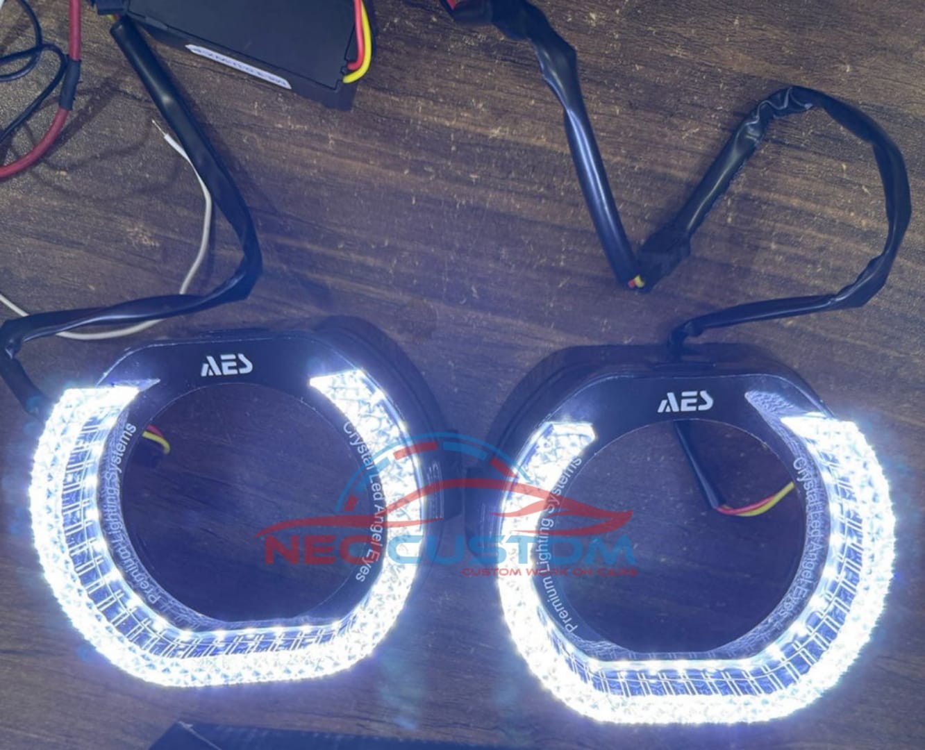 M8 U W/Y 5D Brilliant Diamond Crystal Led Angel Eyes Headlight Shroud